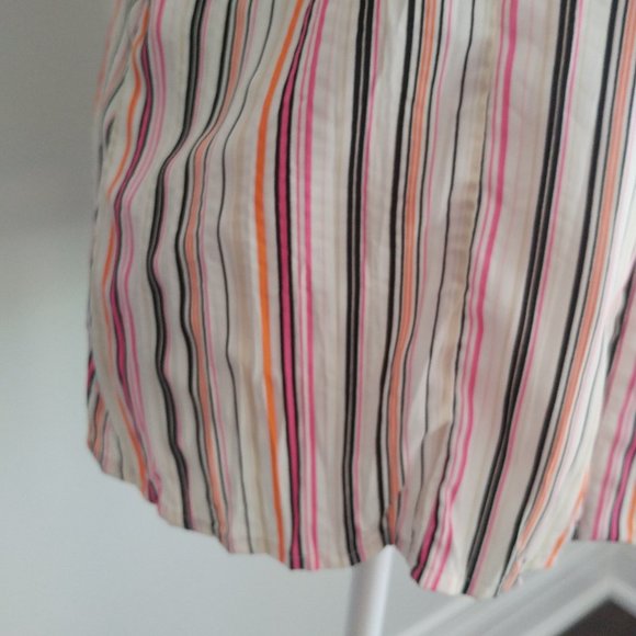 FRED DAVID Colourful Pinstriped Collared Shirt Blouse Micro Pleats Tulip Sleeves - Picture 4 of 9